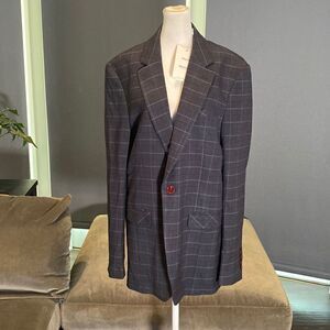Men’s Plaid 2 Piece Suit Single Breasted One Button Size 40 Jacket 38 Pants NWT